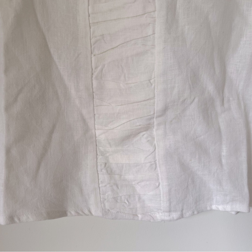 Paper Lace Sleeveless Linen Top White Minimalist Contemporary Coastal Summer - Picture 7 of 10